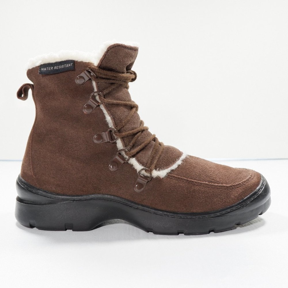 Deer Stags Womens Leather Boots Size 8 Water Resistant Brown Drizzle A09688